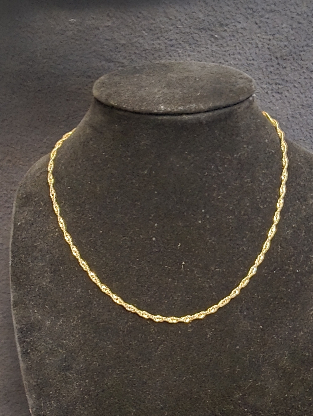 14K yellow gold Plated twisted rope chain necklace